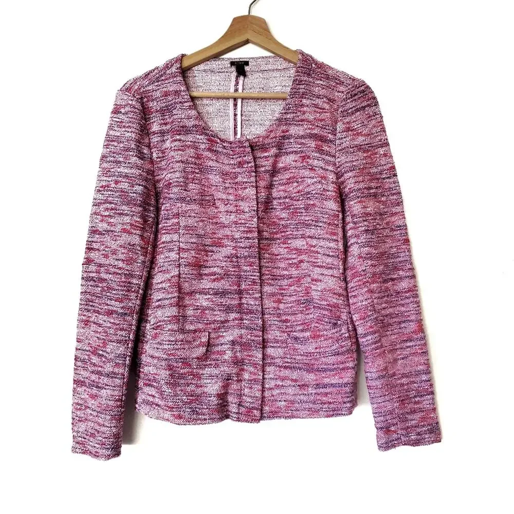 J. Crew | Zip Up Textured Marled Blazer Pink Femine Old Money Preppy